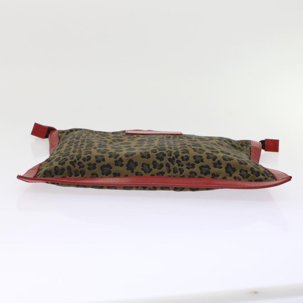 FENDI Leopard Clutch Bag Nylon Leather Black Brown Red yk7980
