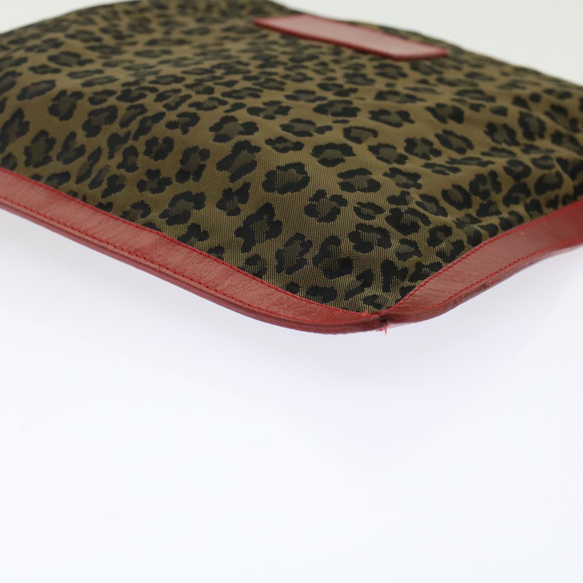 FENDI Leopard Clutch Bag Nylon Leather Black Brown Red yk7980