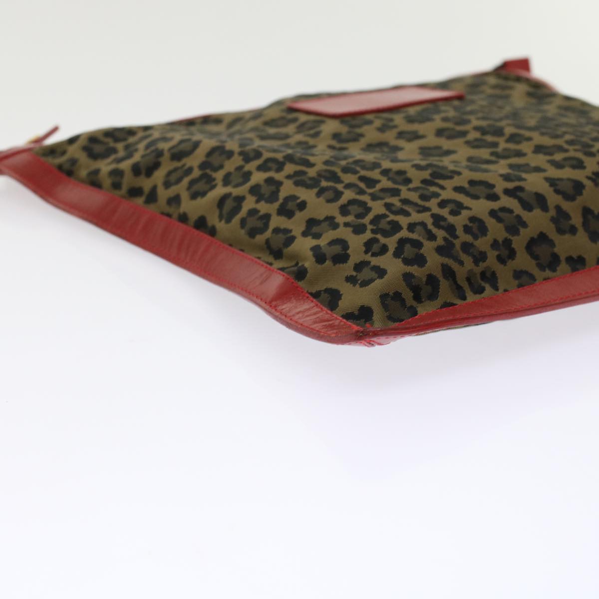 FENDI Leopard Clutch Bag Nylon Leather Black Brown Red yk7980