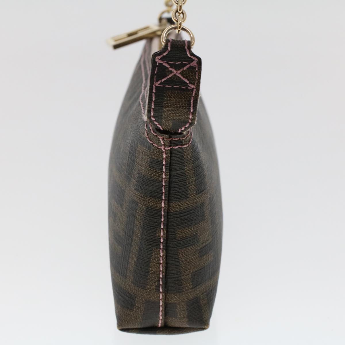 FENDI Zucca Canvas Chain Accessory Pouch Black Brown yk7984