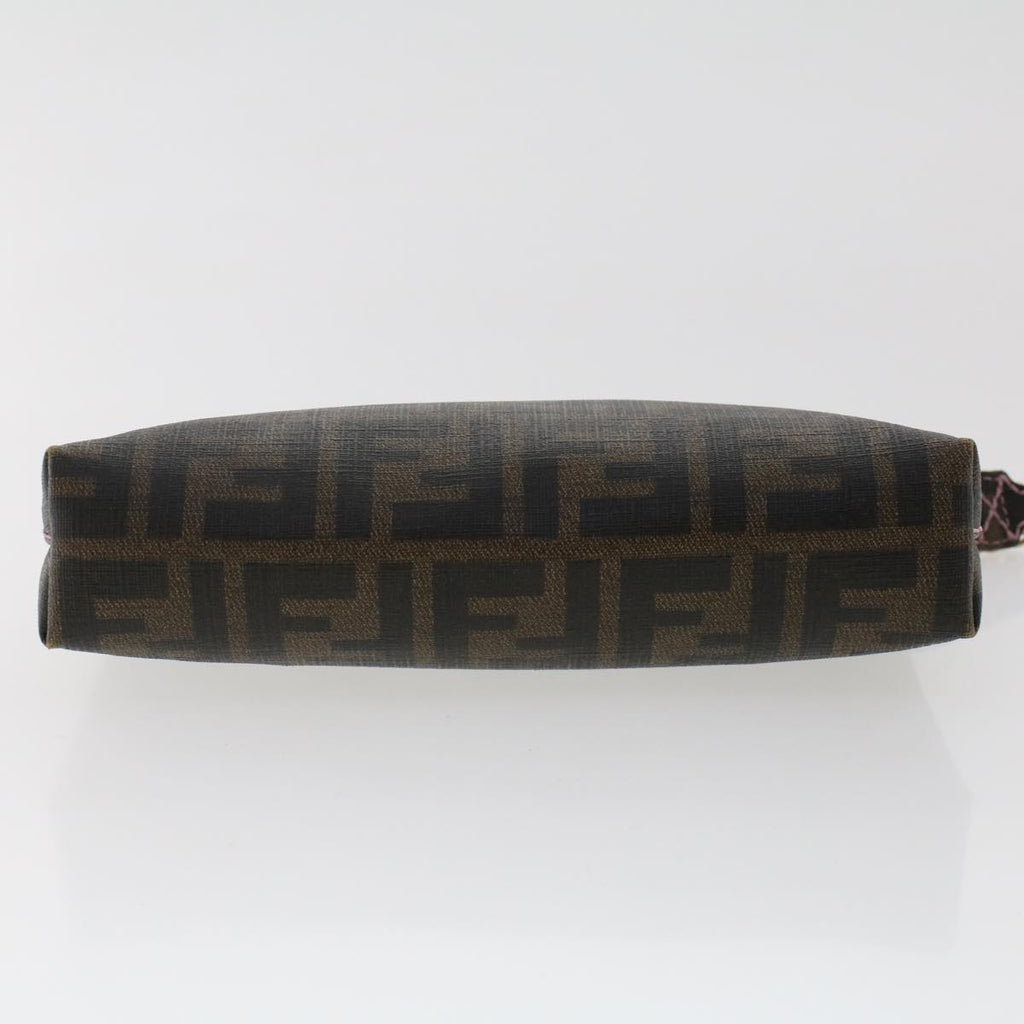 FENDI Zucca Canvas Chain Accessory Pouch Black Brown yk7984