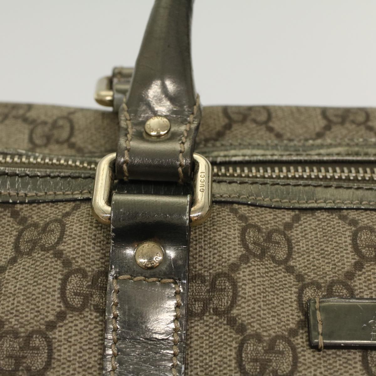 GUCCI GG Canvas Boston Bag PVC Leather Beige 193603 yk7999B