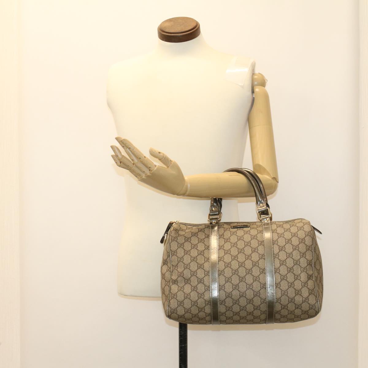 GUCCI GG Canvas Boston Bag PVC Leather Beige 193603 yk7999B