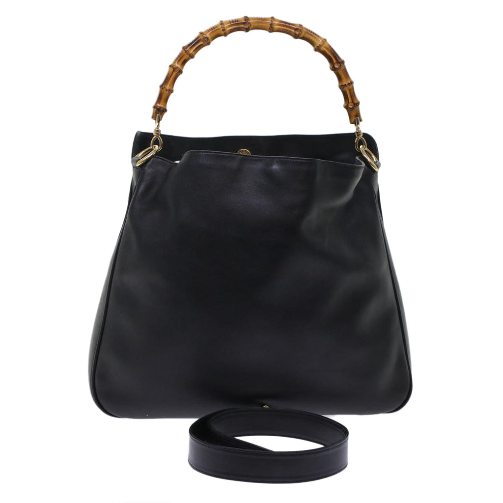GUCCI Bamboo Shoulder Bag Leather 2way Black 001.2058.1577.0 yk8007B