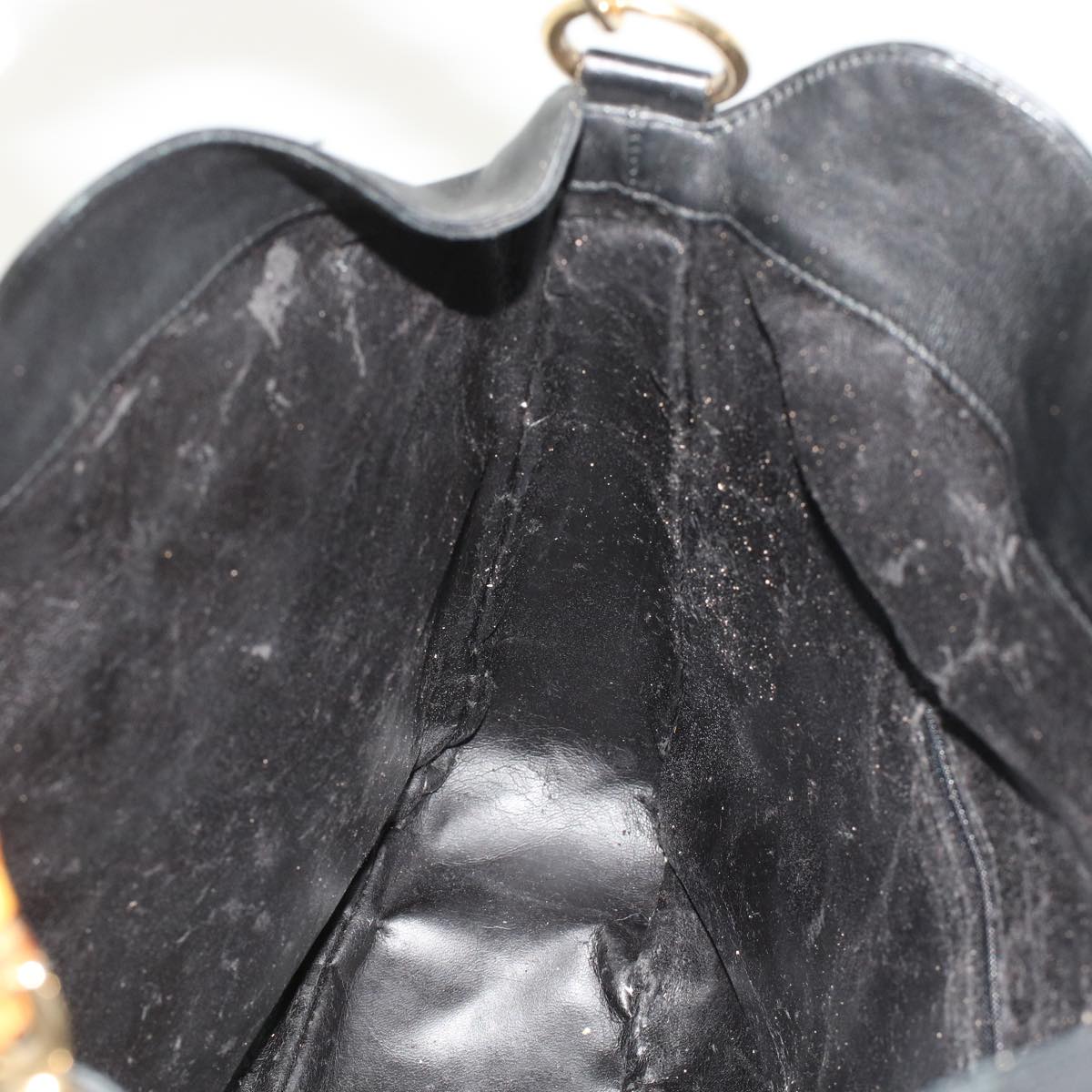 GUCCI Bamboo Shoulder Bag Leather 2way Black 001.2058.1577.0 yk8007B