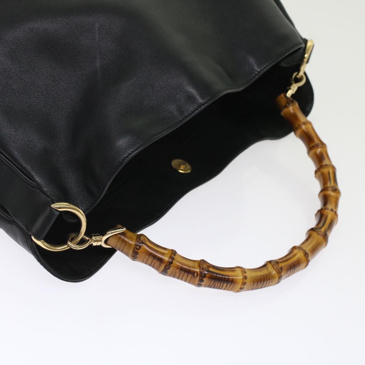 GUCCI Bamboo Shoulder Bag Leather 2way Black 001.2058.1577.0 yk8007B