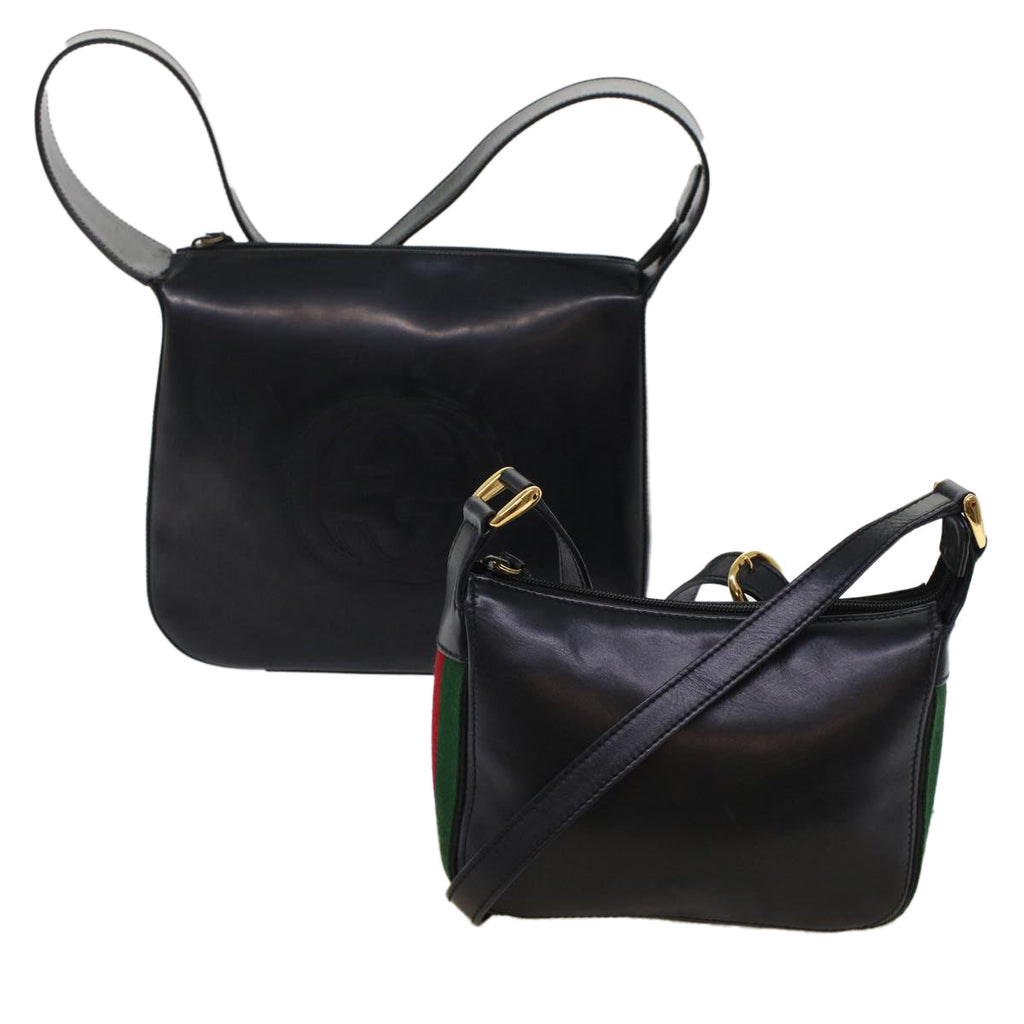 GUCCI Web Sherry Line Shoulder Bag Patent leather 2Set Black Red yk8019B