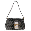 FENDI Zucchino Canvas Mini mamma bucket Hand Bag Black yk8027