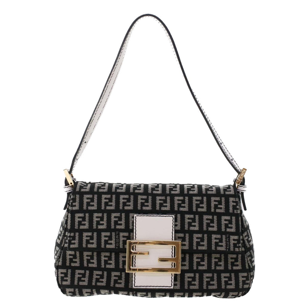 FENDI Zucchino Canvas Mini mamma bucket Hand Bag Black yk8027