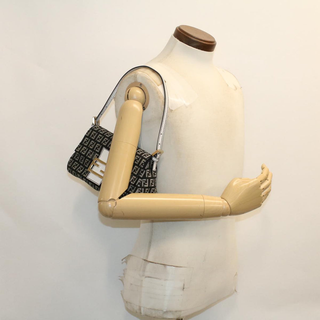 FENDI Zucchino Canvas Mini mamma bucket Hand Bag Black yk8027