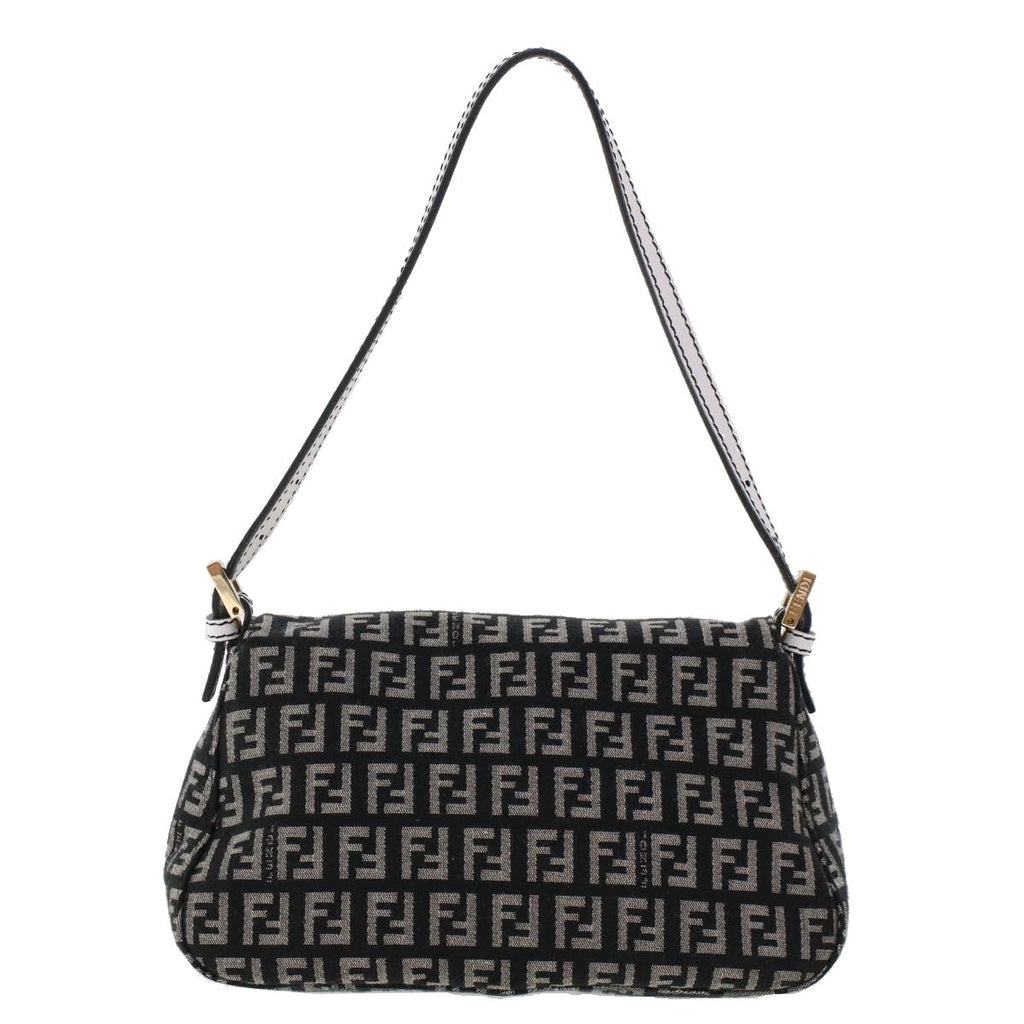 FENDI Zucchino Canvas Mini mamma bucket Hand Bag Black yk8027