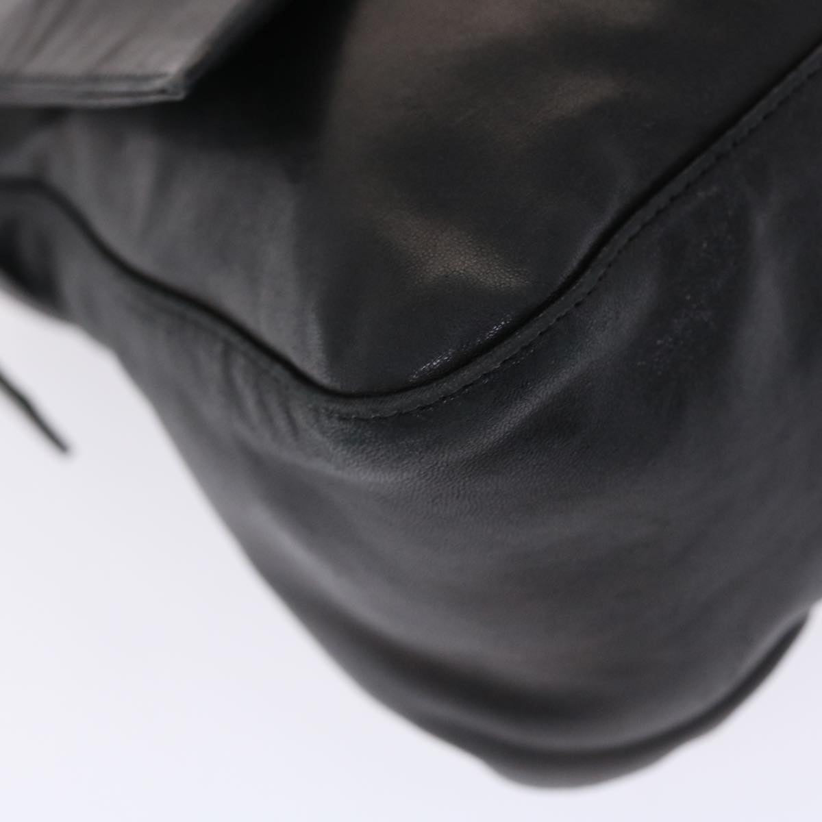 FENDI Mamma Baguette Shoulder Bag Leather Black yk8047
