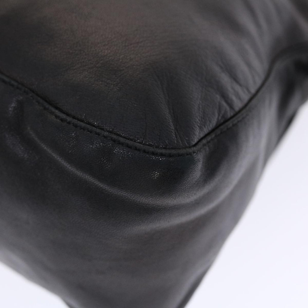 FENDI Mamma Baguette Shoulder Bag Leather Black yk8047