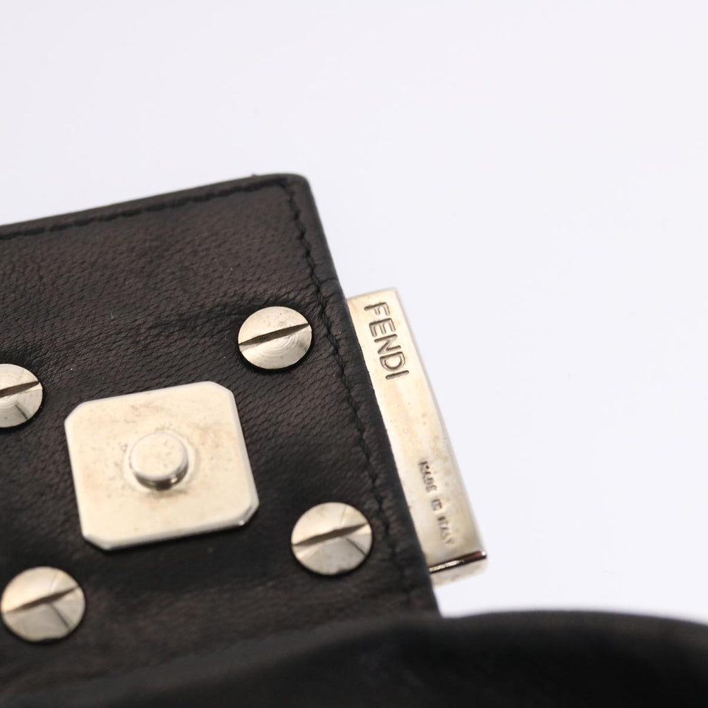 FENDI Mamma Baguette Shoulder Bag Leather Black yk8047