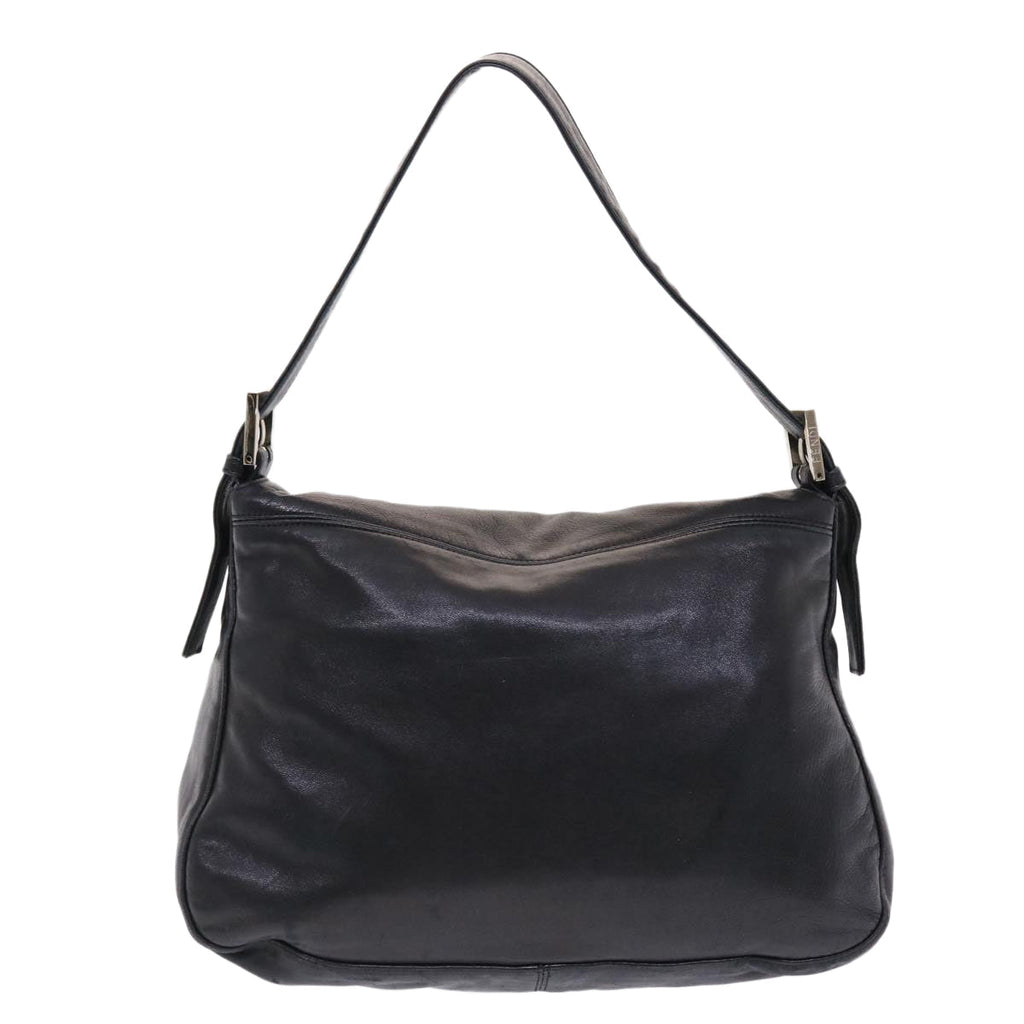 FENDI Mamma Baguette Shoulder Bag Leather Black yk8047