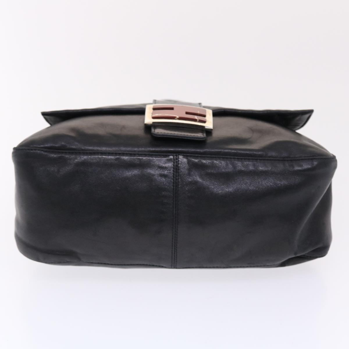FENDI Mamma Baguette Shoulder Bag Leather Black yk8047