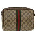 GUCCI GG Canvas Web Sherry Line Clutch Bag Beige Red Green 56.01.012 yk8055