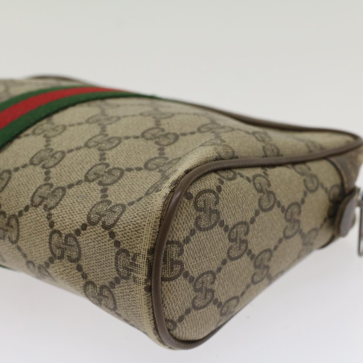 GUCCI GG Canvas Web Sherry Line Clutch Bag Beige Red Green 56.01.012 yk8055