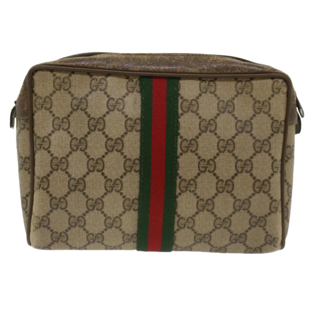 GUCCI GG Canvas Web Sherry Line Clutch Bag Beige Red Green 56.01.012 yk8055