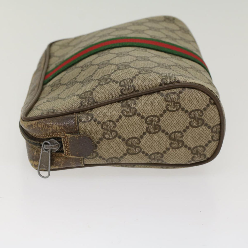 GUCCI GG Canvas Web Sherry Line Clutch Bag Beige Red Green 56.01.012 yk8055