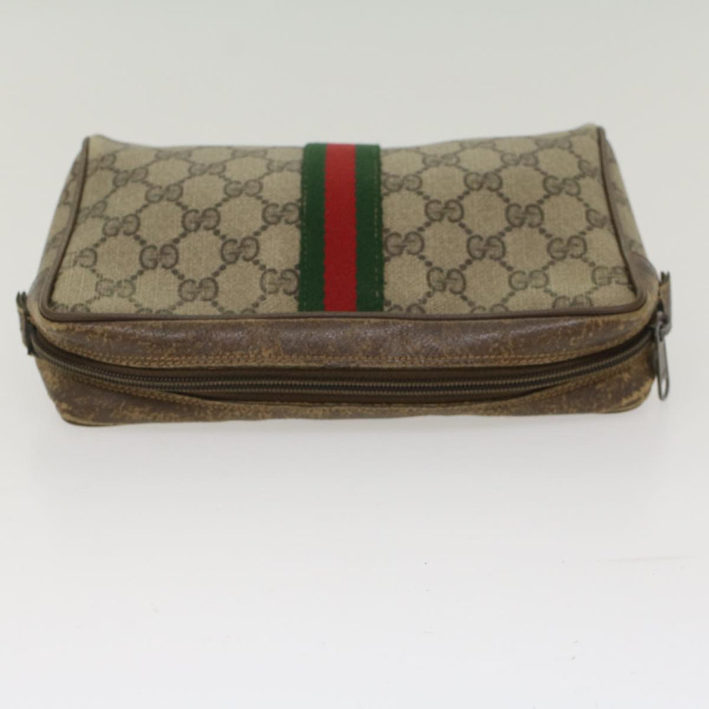 GUCCI GG Canvas Web Sherry Line Clutch Bag Beige Red Green 56.01.012 yk8055