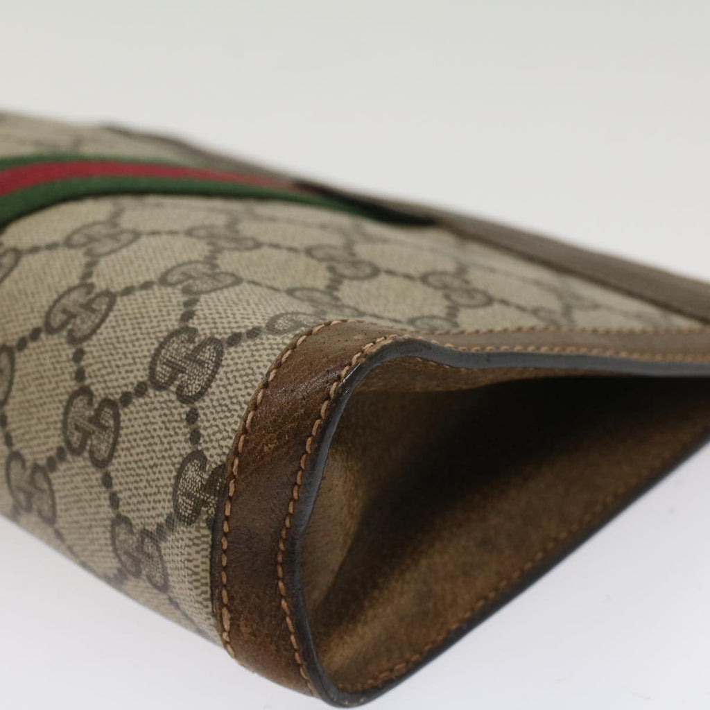 GUCCI GG Canvas Web Sherry Line Clutch Bag Beige Red 37.014.2125 yk8078