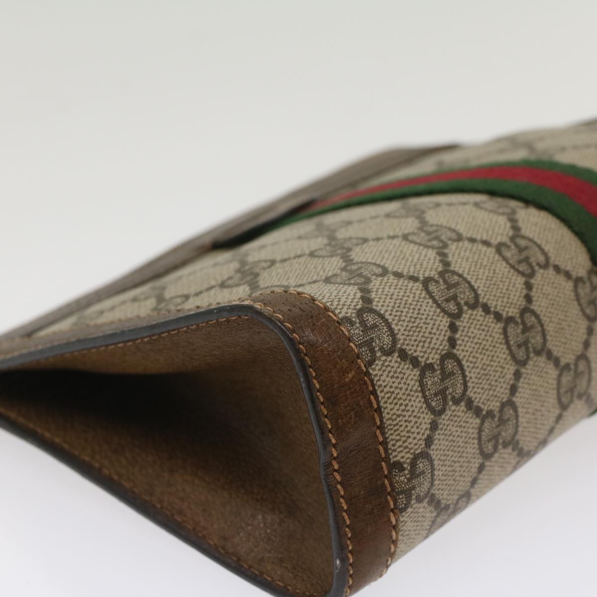 GUCCI GG Canvas Web Sherry Line Clutch Bag Beige Red 37.014.2125 yk8078