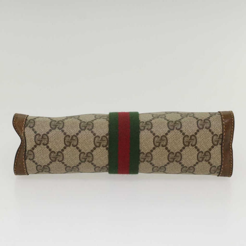 GUCCI GG Canvas Web Sherry Line Clutch Bag Beige Red 37.014.2125 yk8078