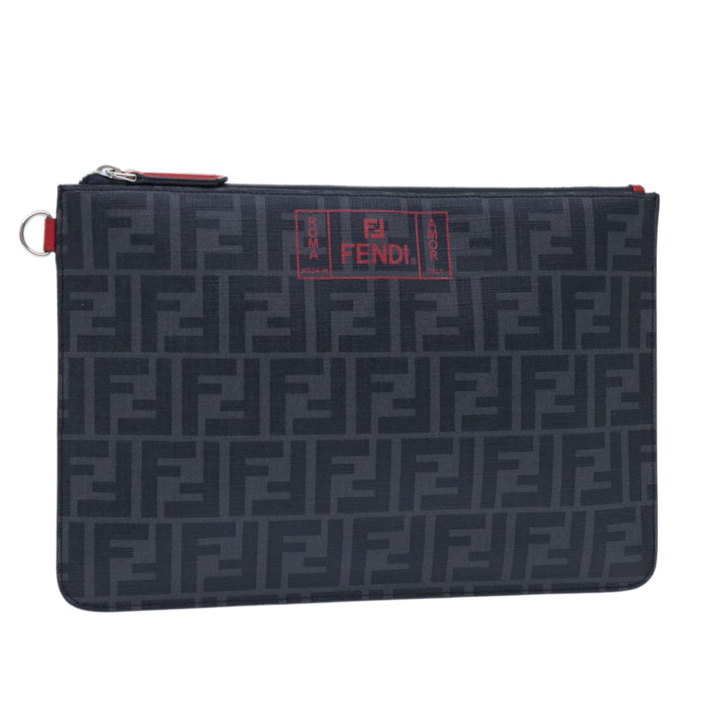 FENDI Zucca Canvas Clutch Bag Black yk8081