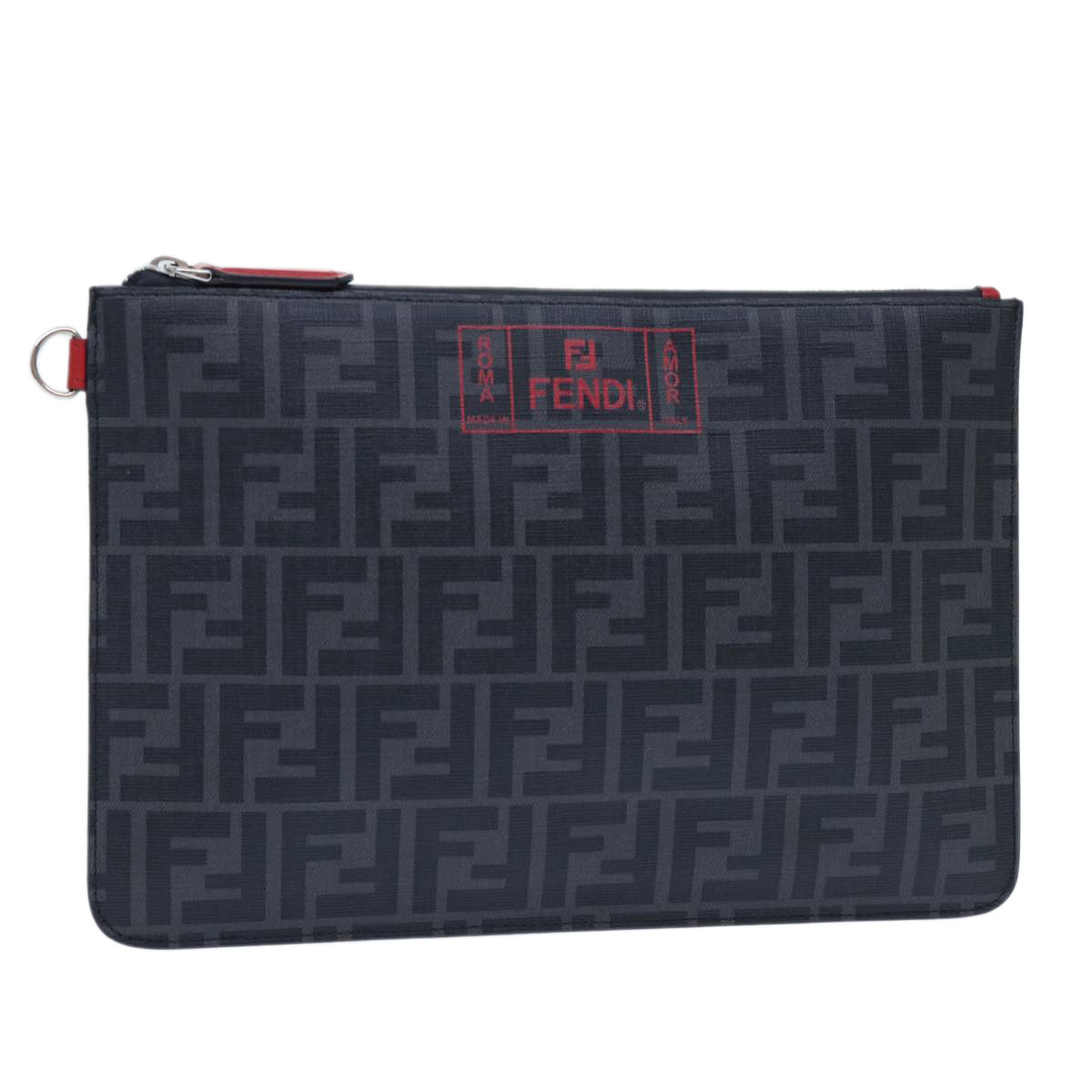 FENDI Zucca Canvas Clutch Bag Black yk8081