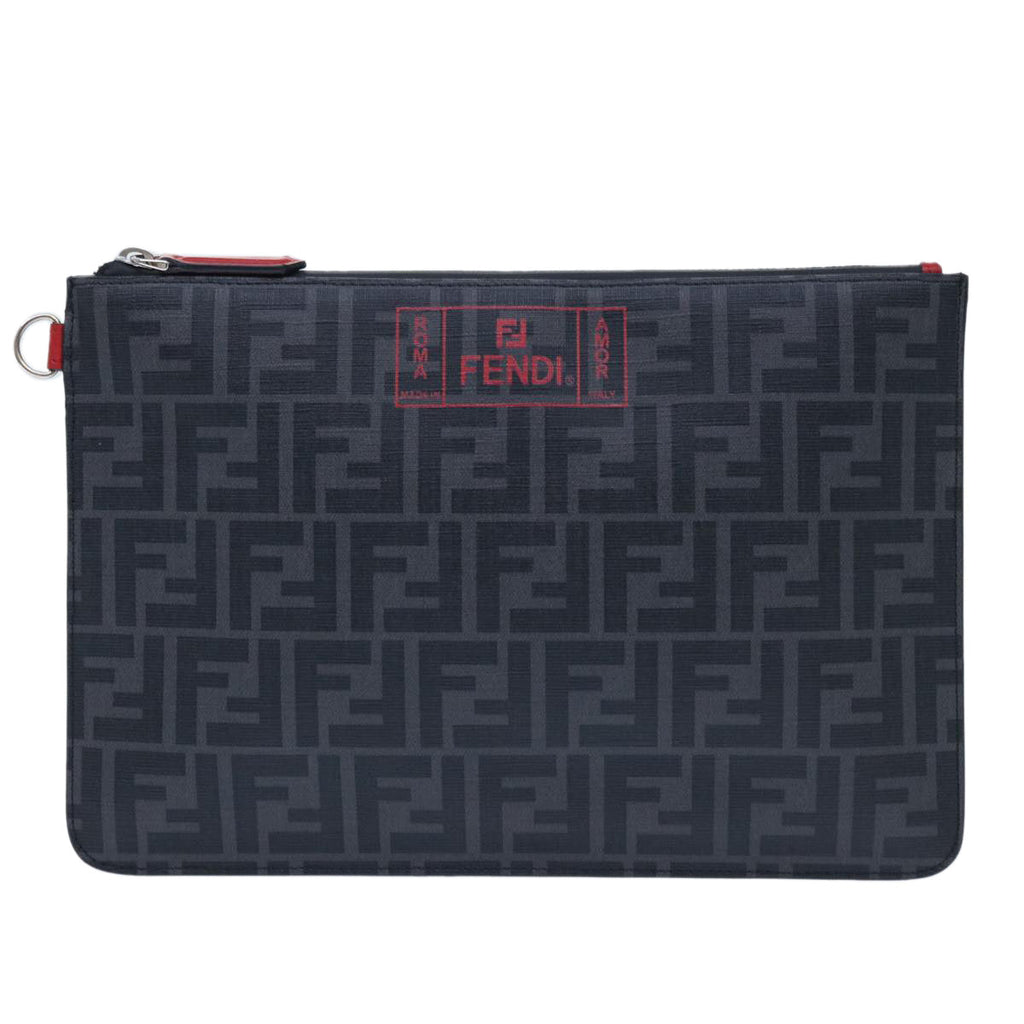 FENDI Zucca Canvas Clutch Bag Black yk8081