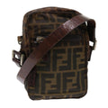 FENDI Zucca Canvas Shoulder Bag Black Brown yk8094B