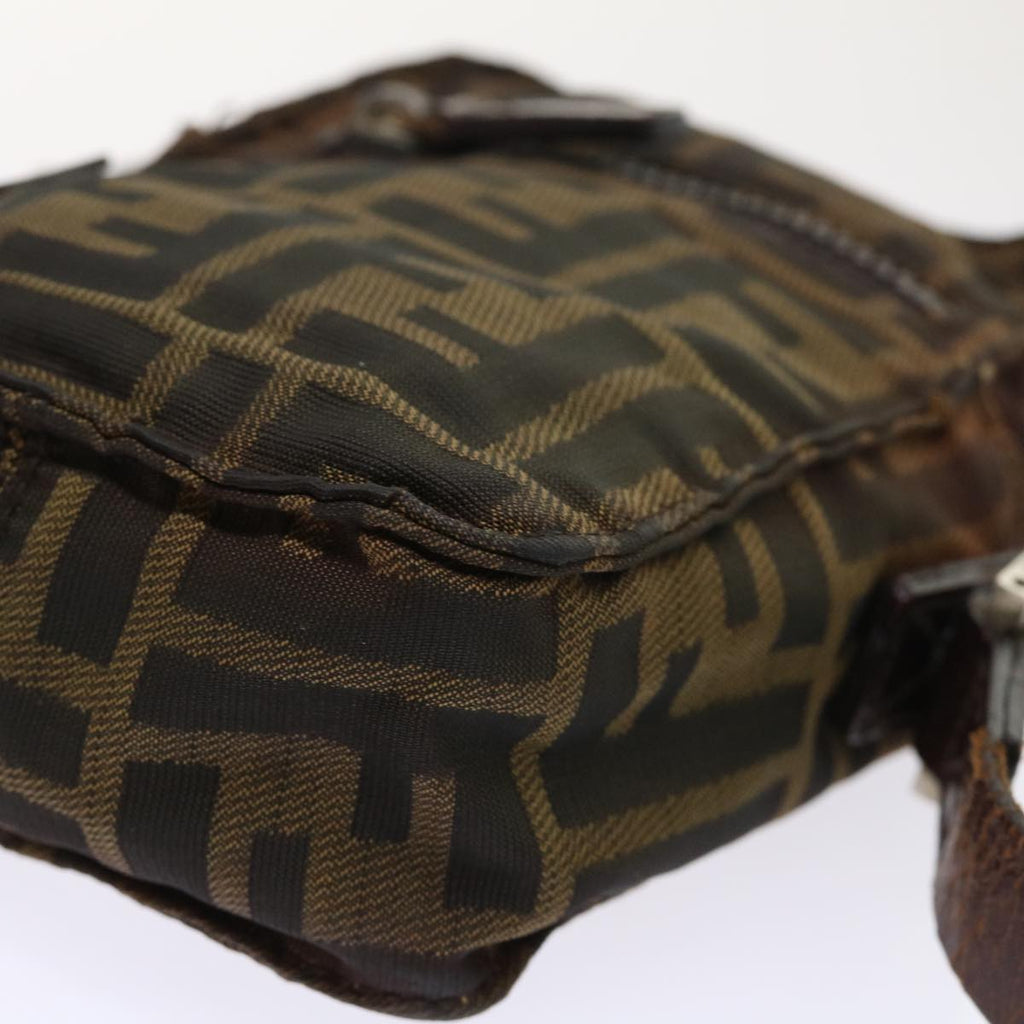 FENDI Zucca Canvas Shoulder Bag Black Brown yk8094B