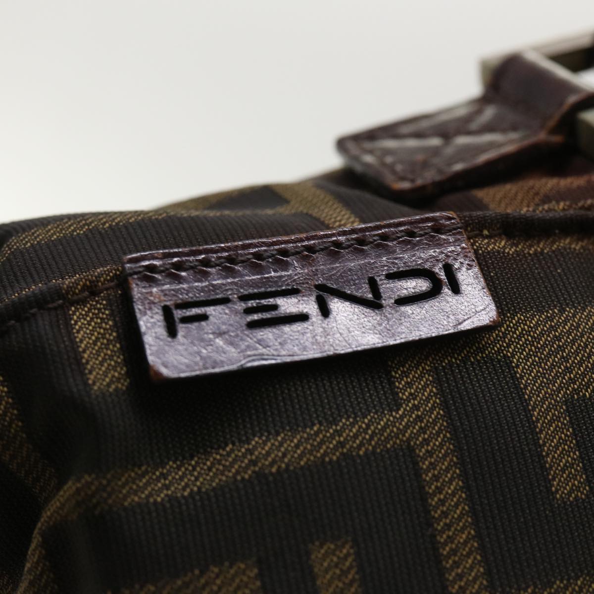 FENDI Zucca Canvas Shoulder Bag Black Brown yk8094B