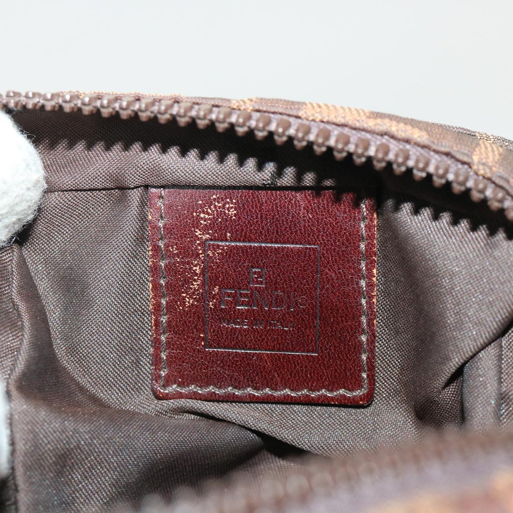 FENDI Zucca Canvas Shoulder Bag Black Brown yk8094B