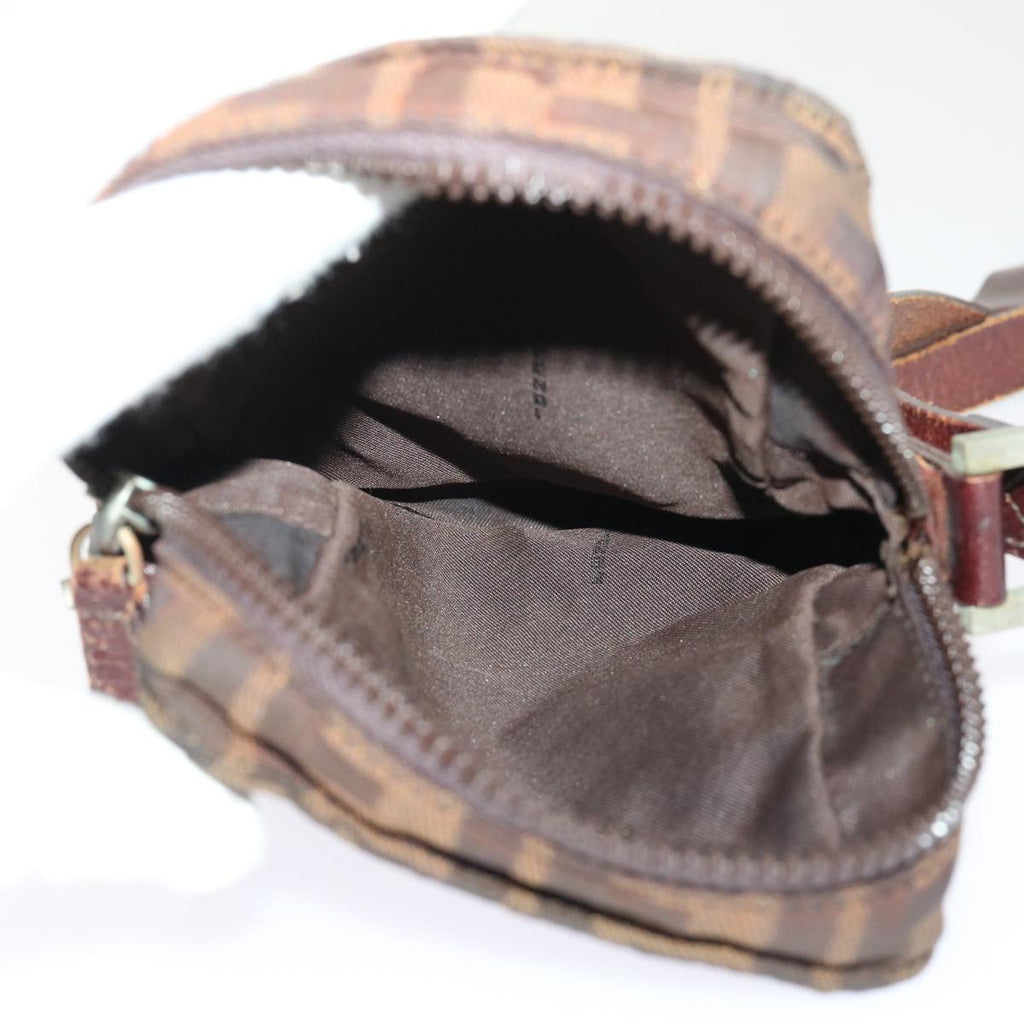 FENDI Zucca Canvas Shoulder Bag Black Brown yk8094B