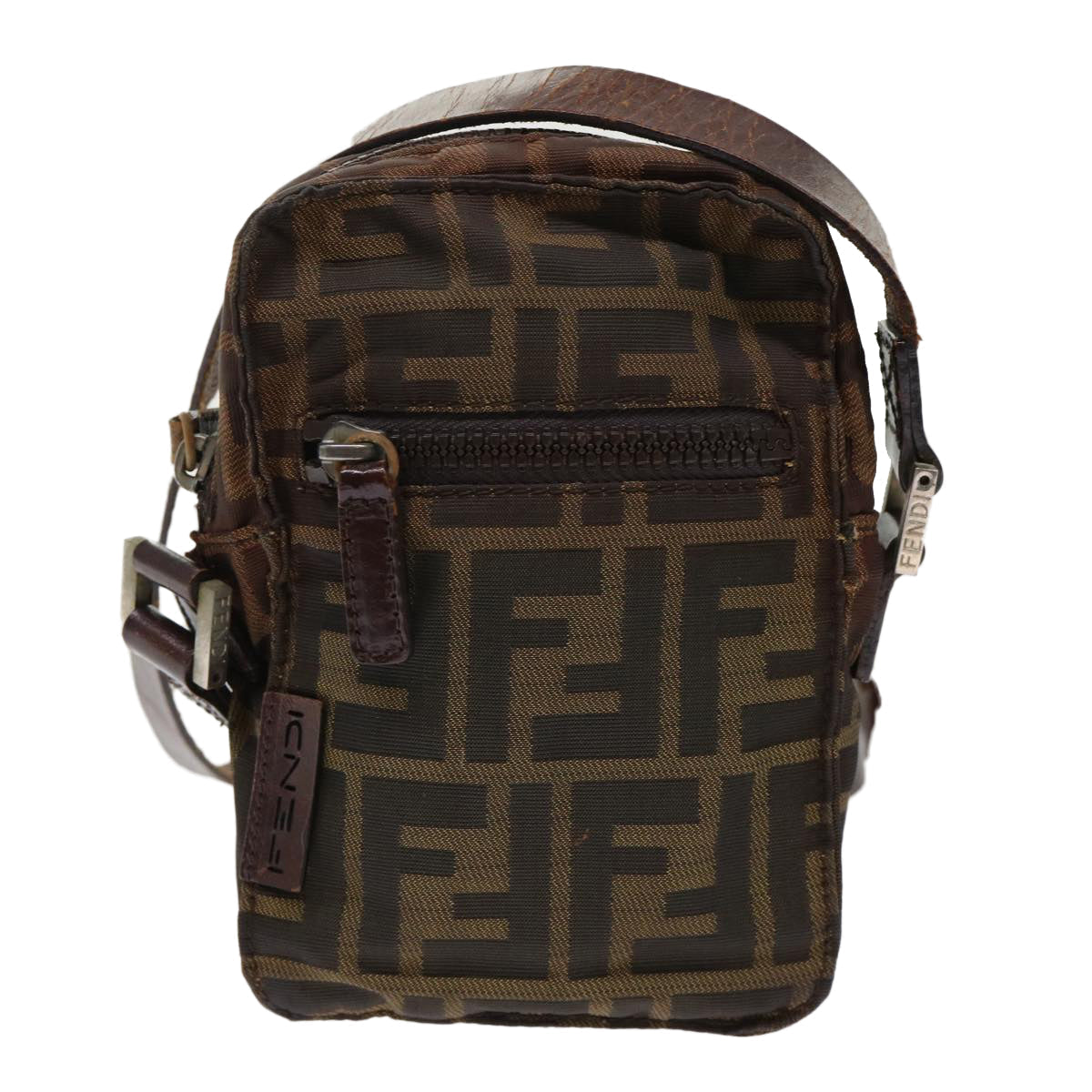 FENDI Zucca Canvas Shoulder Bag Black Brown yk8094B