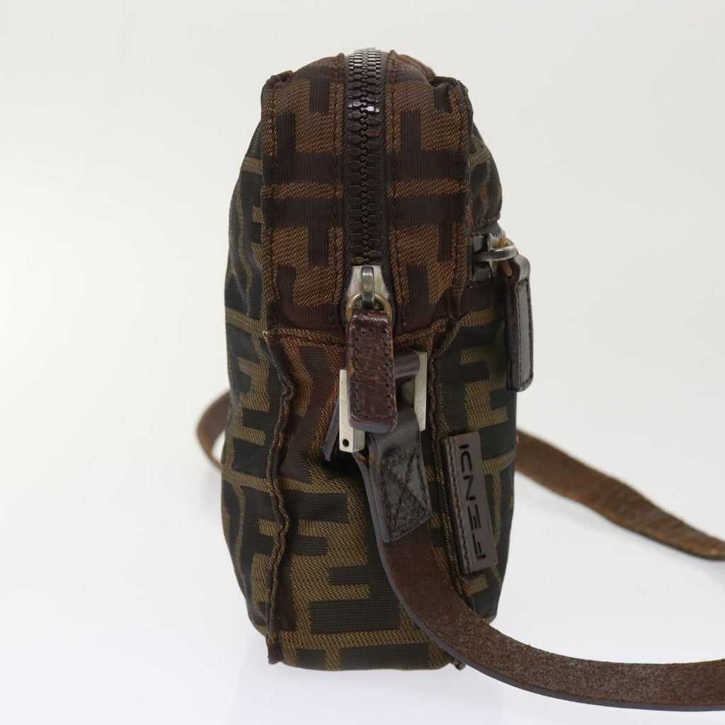 FENDI Zucca Canvas Shoulder Bag Black Brown yk8094B