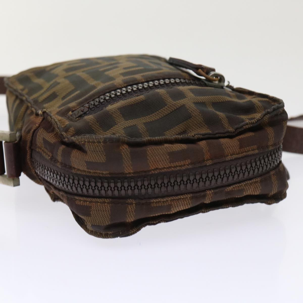 FENDI Zucca Canvas Shoulder Bag Black Brown yk8094B
