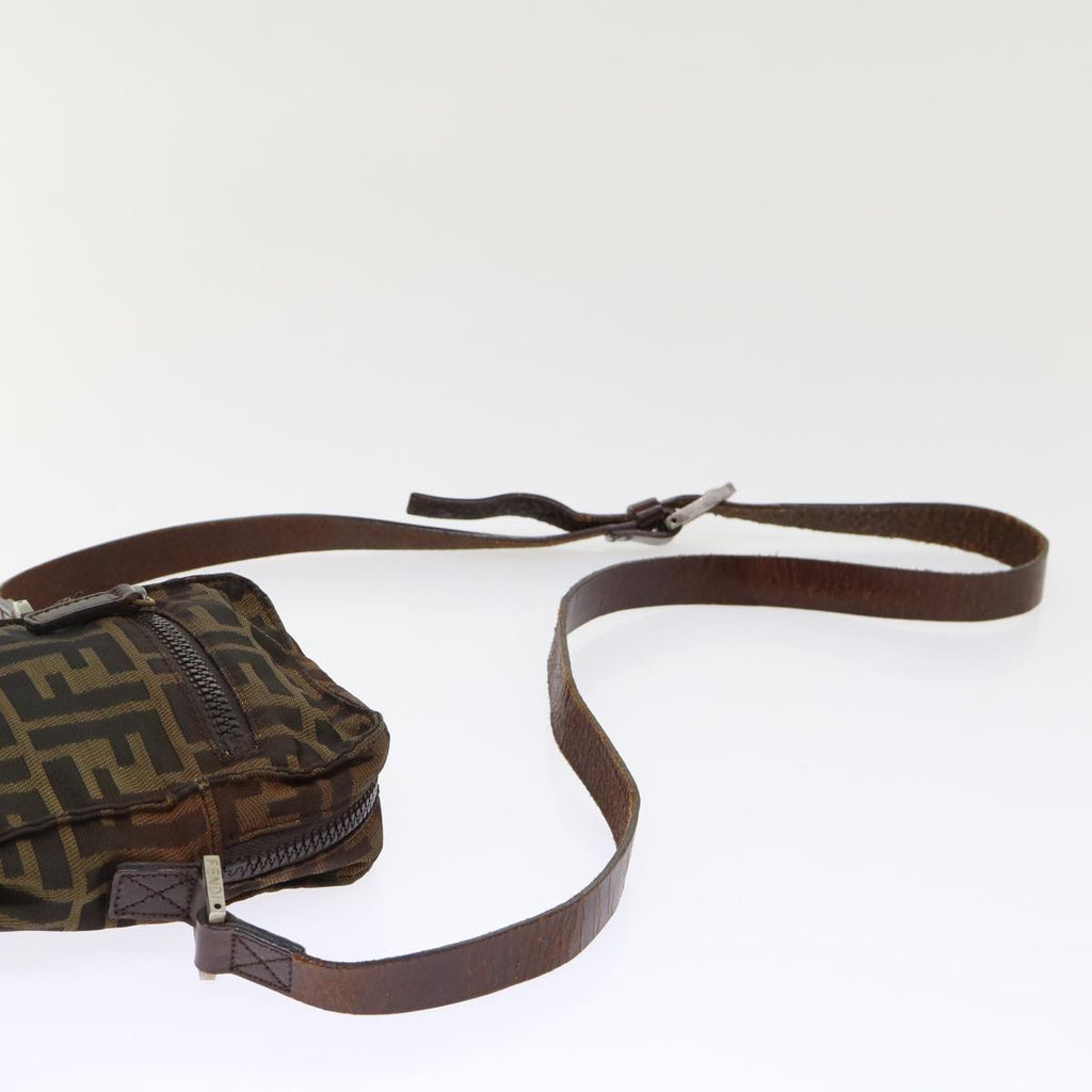 FENDI Zucca Canvas Shoulder Bag Black Brown yk8094B