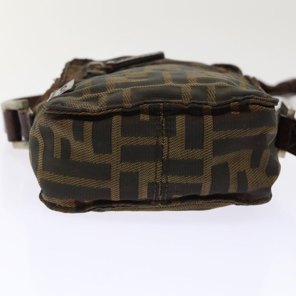 FENDI Zucca Canvas Shoulder Bag Black Brown yk8094B
