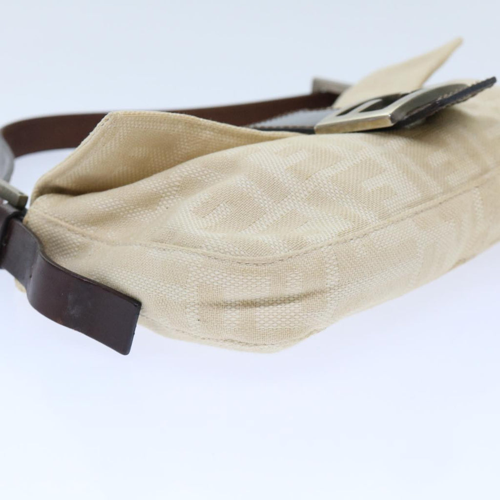 FENDI Zucca Canvas Mamma Baguette Shoulder Bag Leather Beige yk8097B