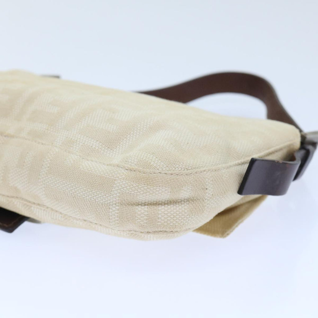 FENDI Zucca Canvas Mamma Baguette Shoulder Bag Leather Beige yk8097B