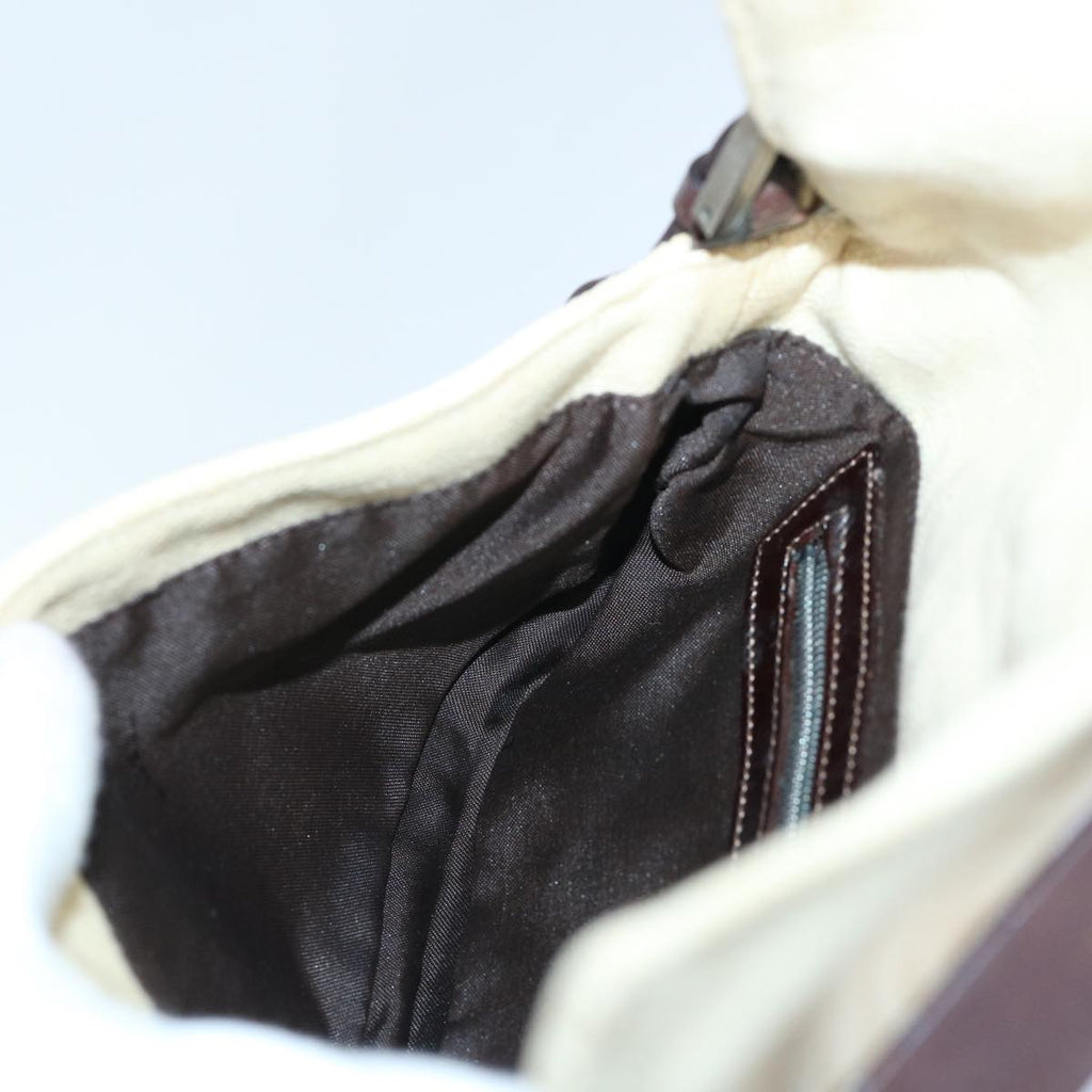 FENDI Zucca Canvas Mamma Baguette Shoulder Bag Leather Beige yk8097B