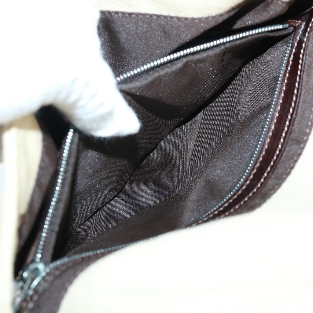 FENDI Zucca Canvas Mamma Baguette Shoulder Bag Leather Beige yk8097B