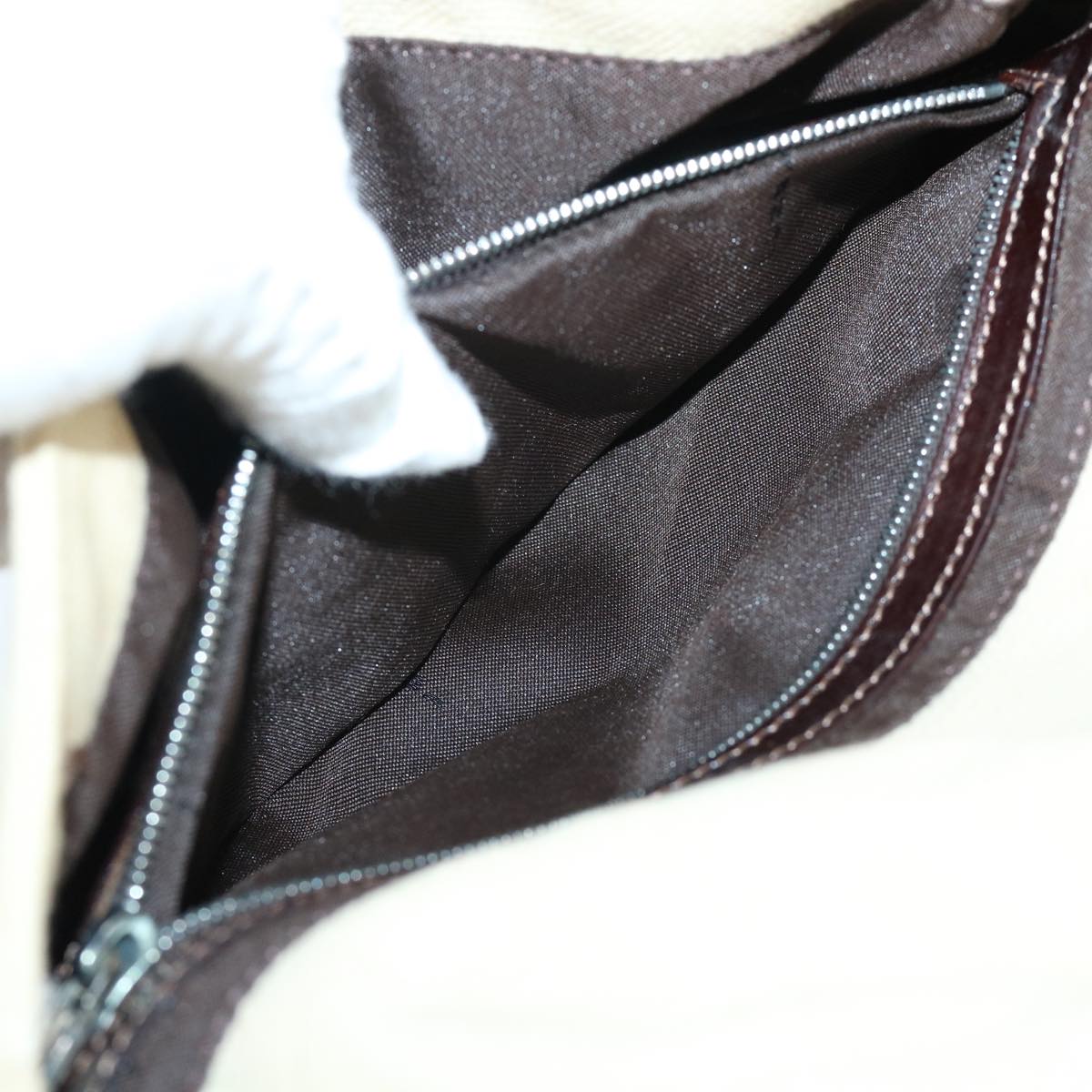 FENDI Zucca Canvas Mamma Baguette Shoulder Bag Leather Beige yk8097B