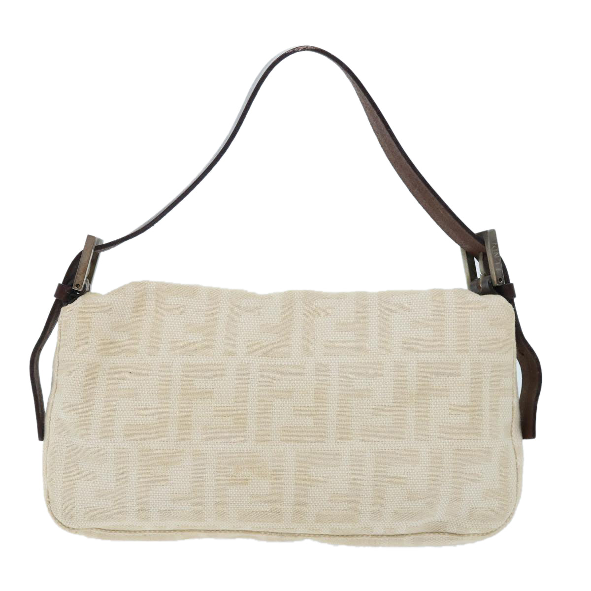 FENDI Zucca Canvas Mamma Baguette Shoulder Bag Leather Beige yk8097B