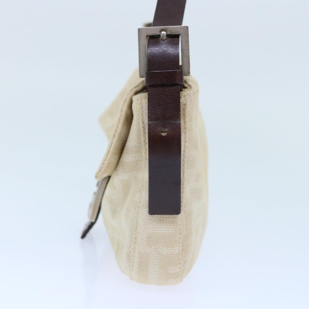 FENDI Zucca Canvas Mamma Baguette Shoulder Bag Leather Beige yk8097B