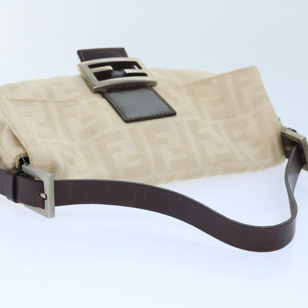 FENDI Zucca Canvas Mamma Baguette Shoulder Bag Leather Beige yk8097B