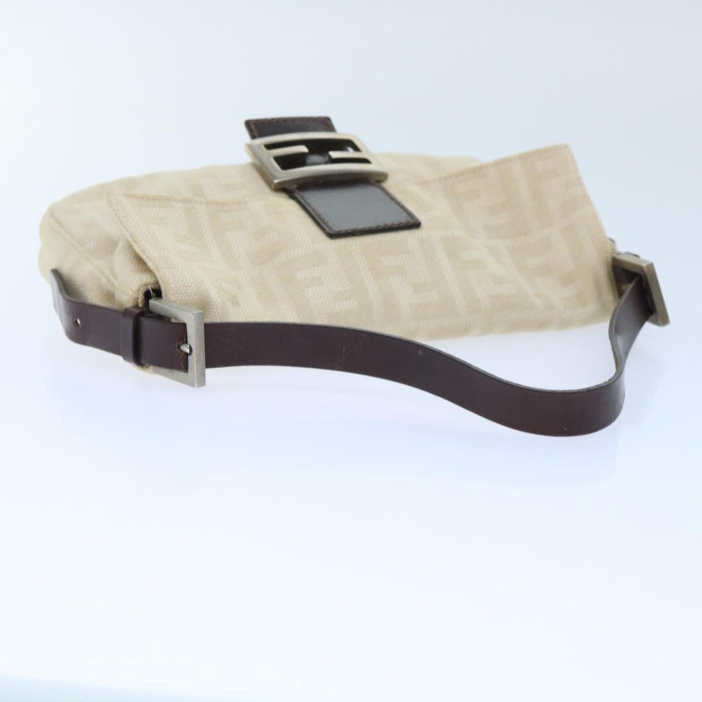FENDI Zucca Canvas Mamma Baguette Shoulder Bag Leather Beige yk8097B